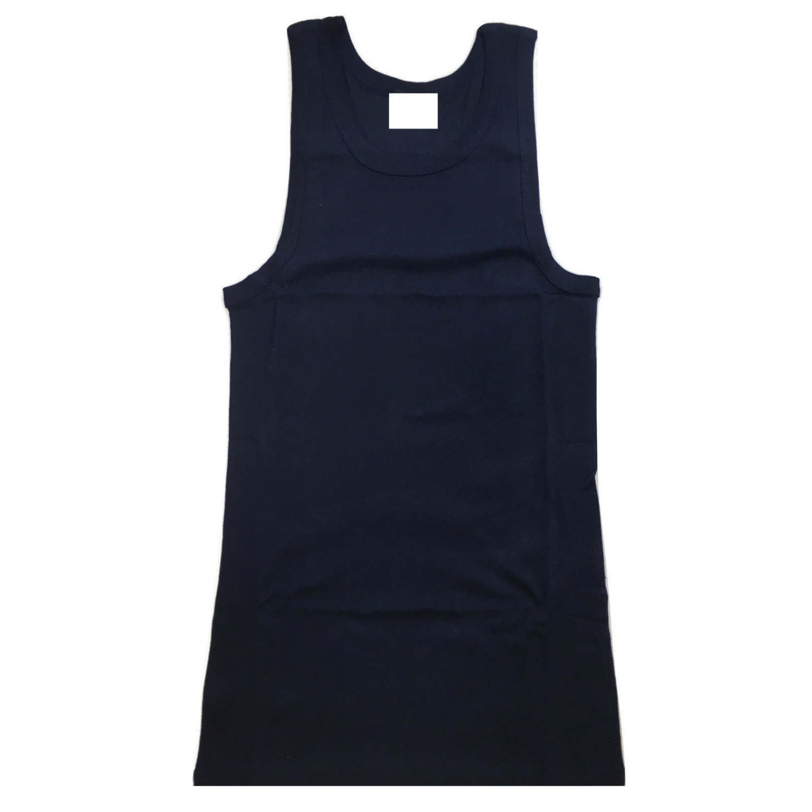 V563-PLAINSINGLET-NVY-L-202503030910-00 Mens PLAIN SINGLET 100% Cotton Blank Slim Tank Top Gym Basic Casual S-3XL - Navy - L - Image 1