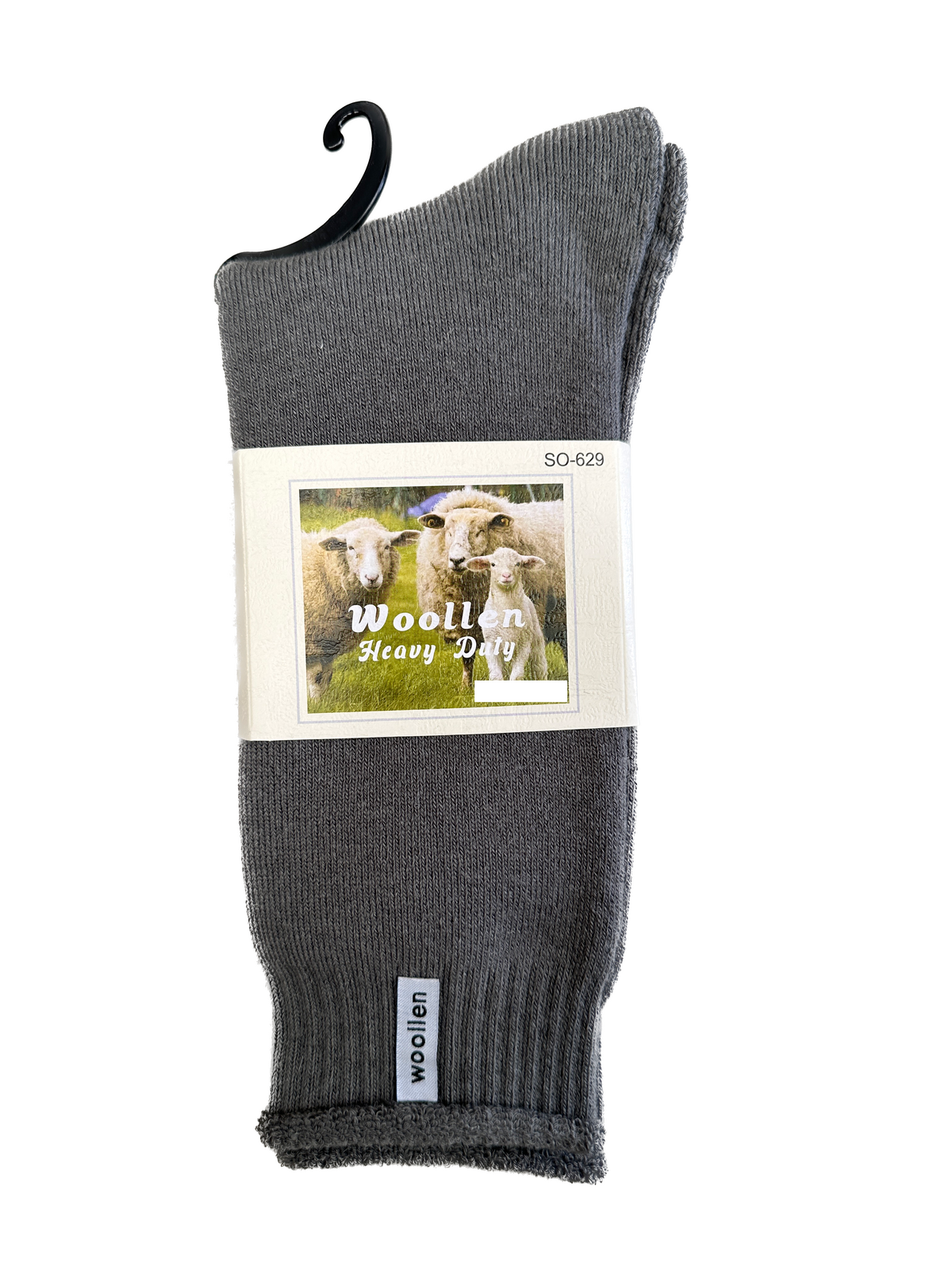 V563-SO-629-GRY_1PAIR-11_14-202503051521-00 1 Pair Premium Mens Wool Heavy Duty Thick Work Socks Cushion Woolen - Grey - 11-14 - Image 1