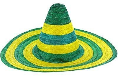 V563-SOMBRERO_GREEN-GOLD_1PC-185724-00 Mexican SOMBRERO Hat w Australian Aussie Green Gold Party Costume - Image 1