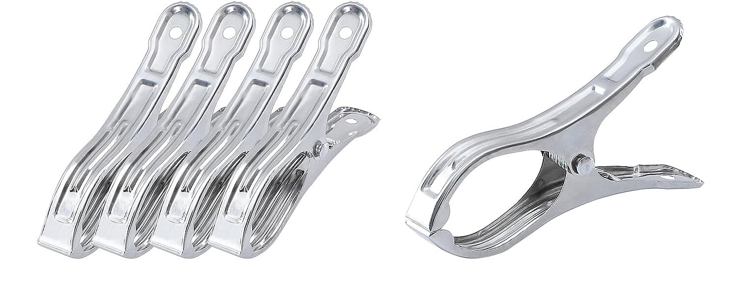 V563-STEEL_JUMBOPEGS-1PK-183752-00 6x STAINLESS STEEL CLOTHES PEGS Laundry Clips Washing Line Clothespin - Image 1