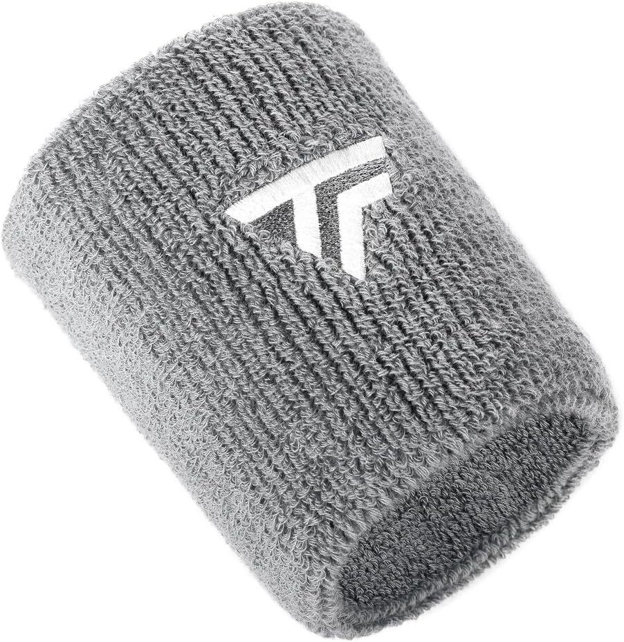 V563-TZAWS-1PK-183741-00 Tecnifibre Tennis XL Wristband Wrist Bands Sweatband Sport Squash Cotton - Silver - Image 1