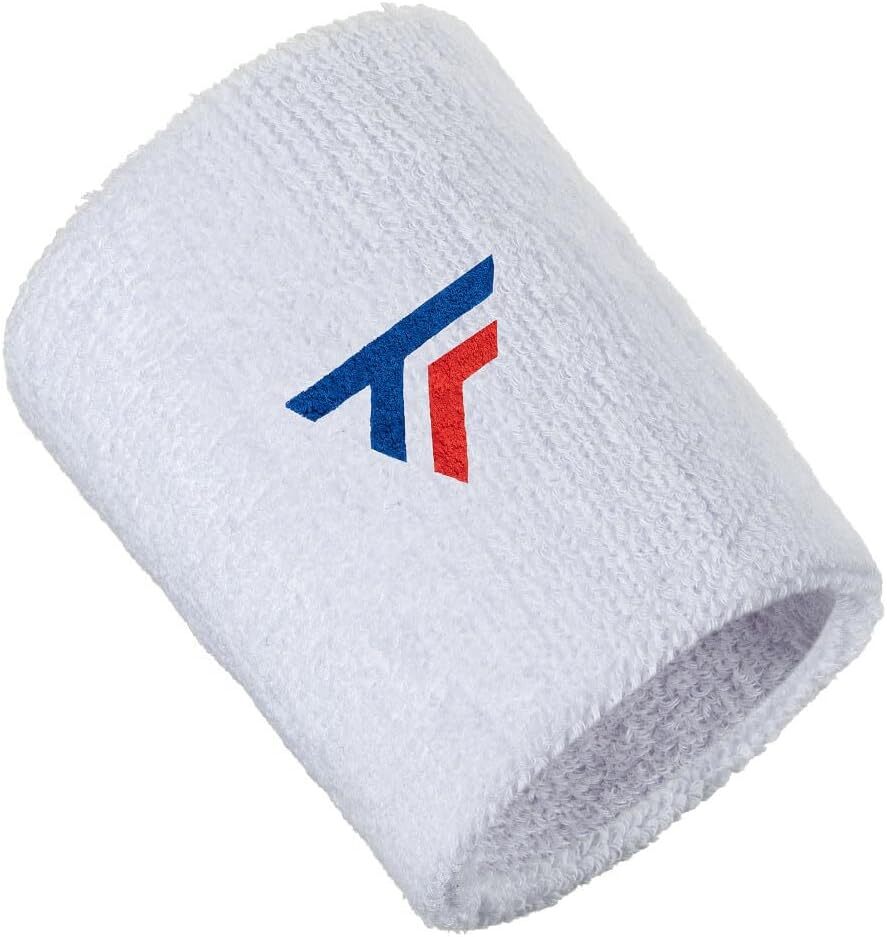 V563-TZAWW-1PK-177466-00 Tecnifibre Tennis XL Wristband Wrist Bands Sweatband Sport Squash Cotton - White - Image 1