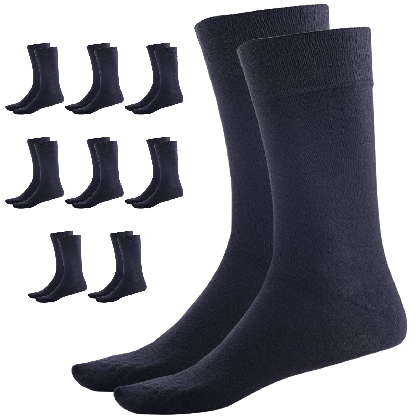 V563-UP-9BMBCREW-NVY-6_11-202503051736-00 9 Pairs BAMBOO SOCKS Crew Natural Eco Healthy Enviro Unisex Work Business BULK - Navy - 6-11 - Image 1