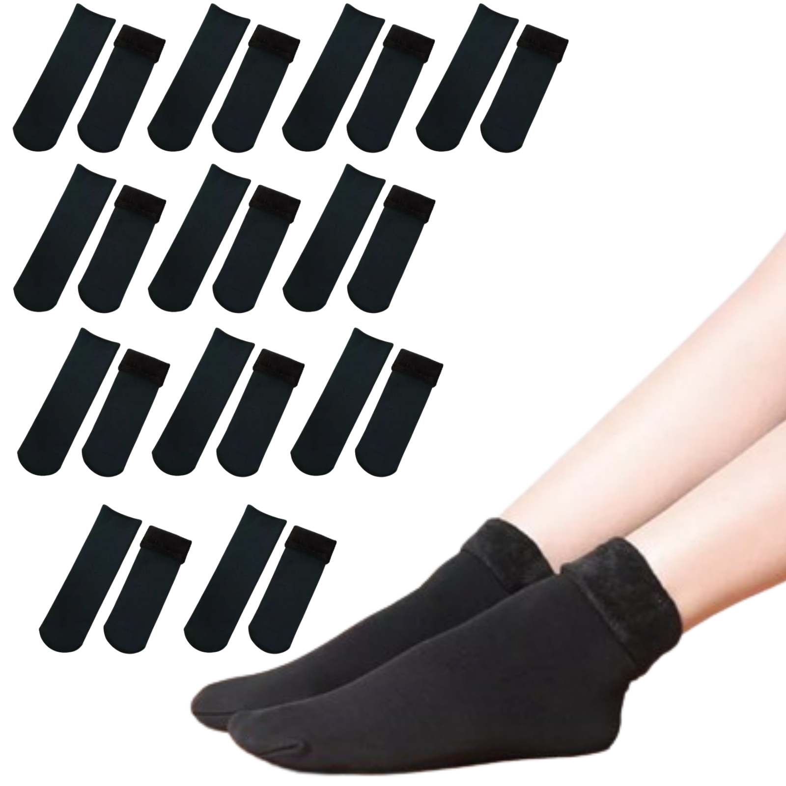 V563-W8253-BLACK-12PAIRS-202503051415-00 12 Pairs Large Thick Fur THERMAL HEATED SOCKS Warm Winter Work Ski Reversible - Image 1