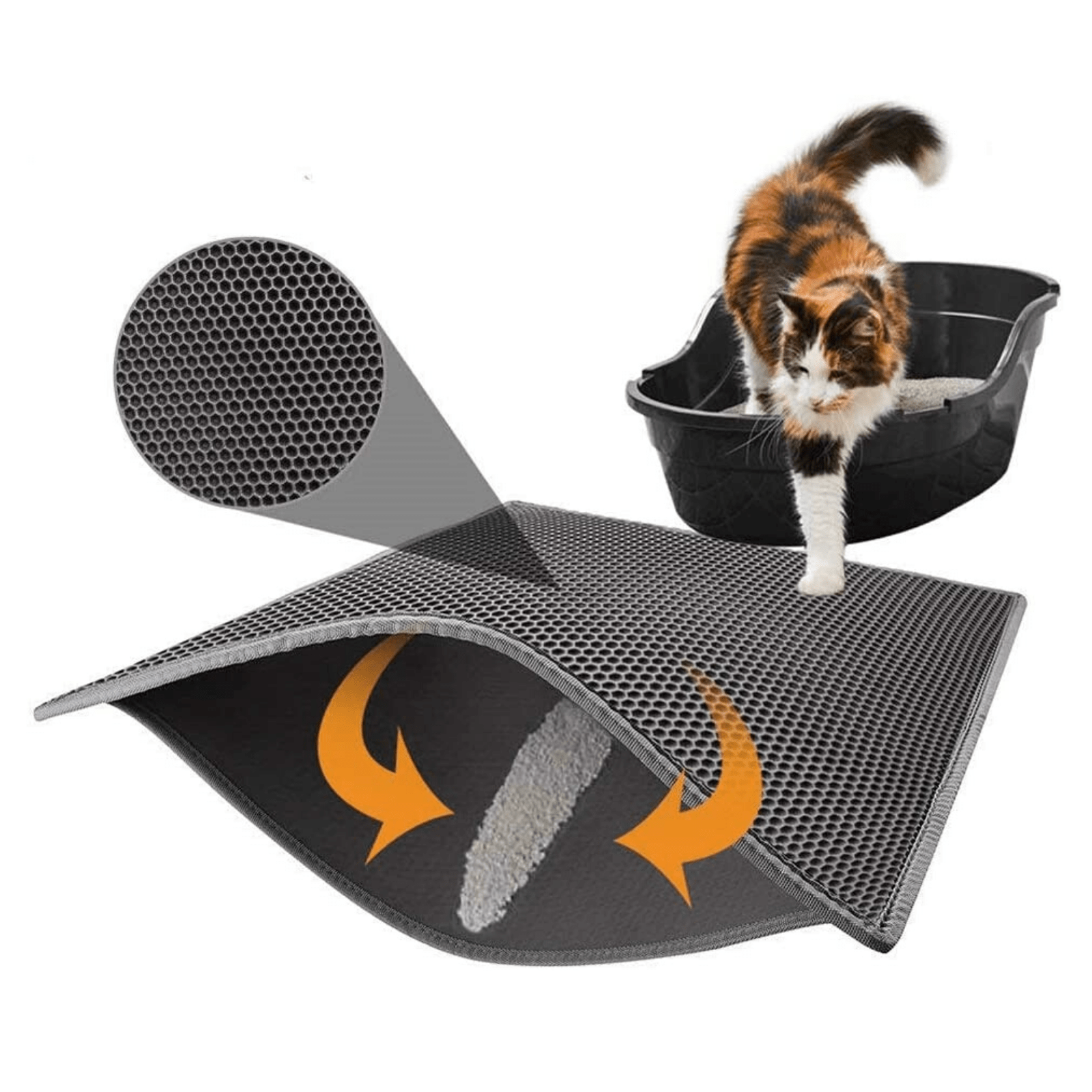 V568-KIDD-MAT-03M-140519-00 Cat Litter Mat, Honeycomb Dual Layer Design Medium - Image 1