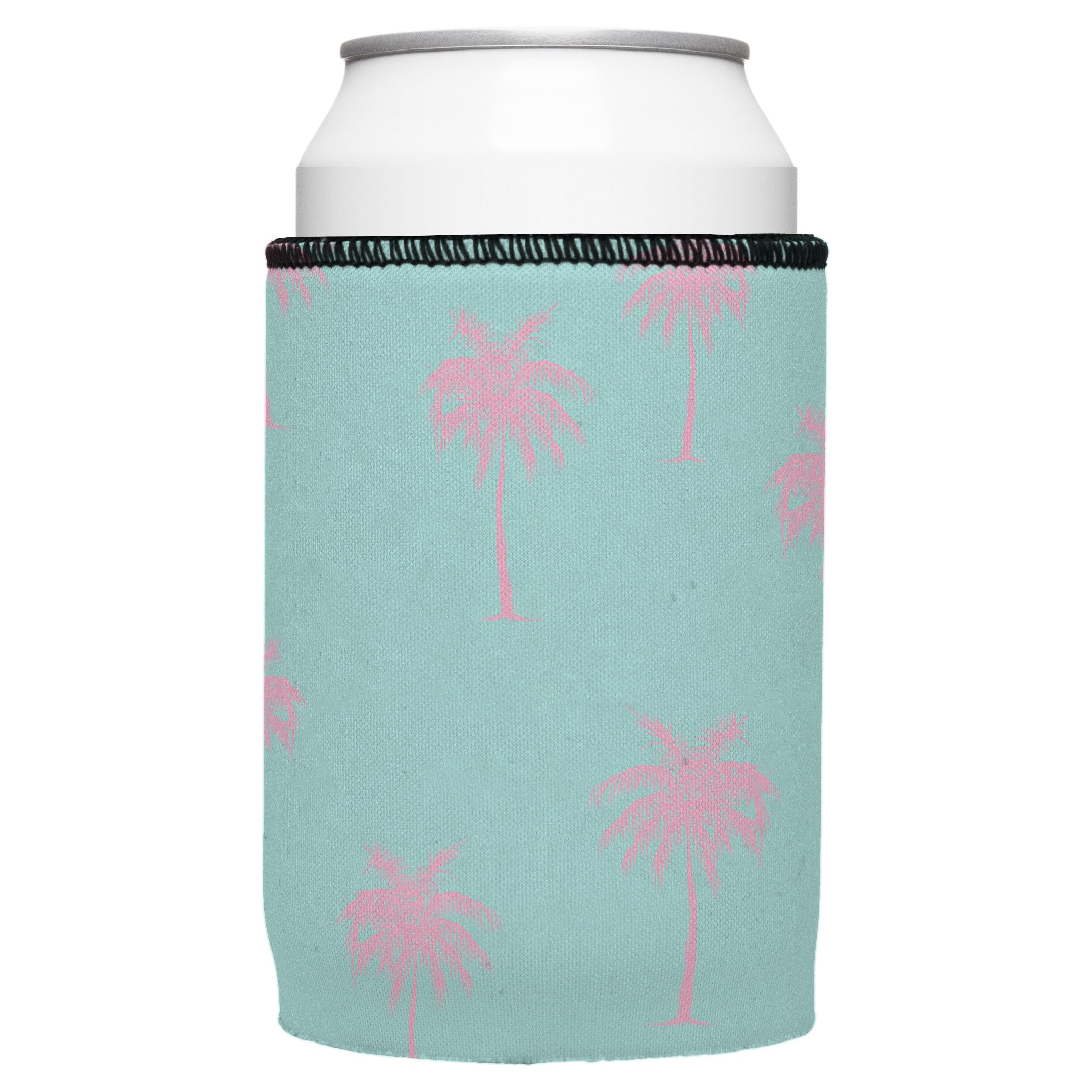 V570-ST-2616-A-202503260837-00 Palm Trees Pink Aqua Stubby Cooler - Standard - Image 1