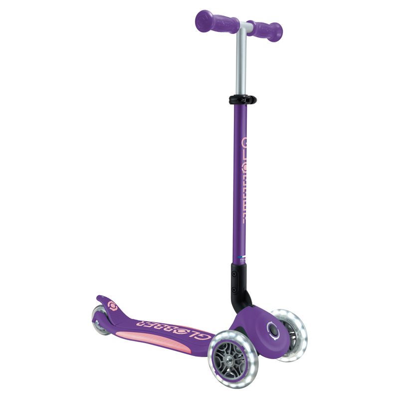 V572-439-603-2-202503280136-00 Globber PRIMO FOLD PLUS LIGHTS Scooter V2 - Purple/ Pastel Pink - Image 1