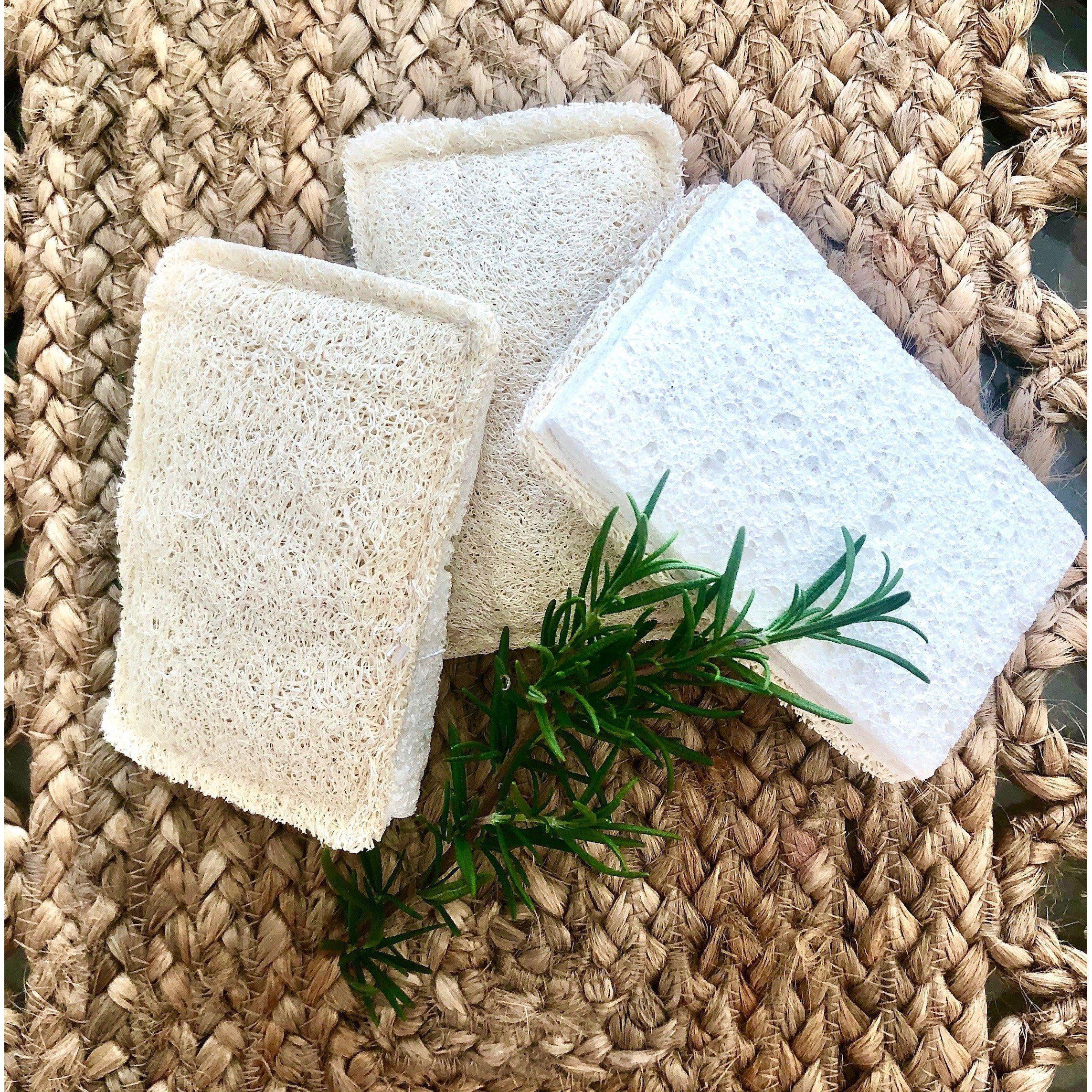 V573-LSPON-140247-00 Natural Loofah Cellulose Sponges (Pack of 3) | Eco Cleaning - Image 1