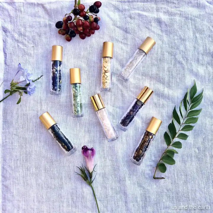 V573-ROLBLO-140208-00 Essential Oil Crystal Gemstone Roller Bottle - Image 1