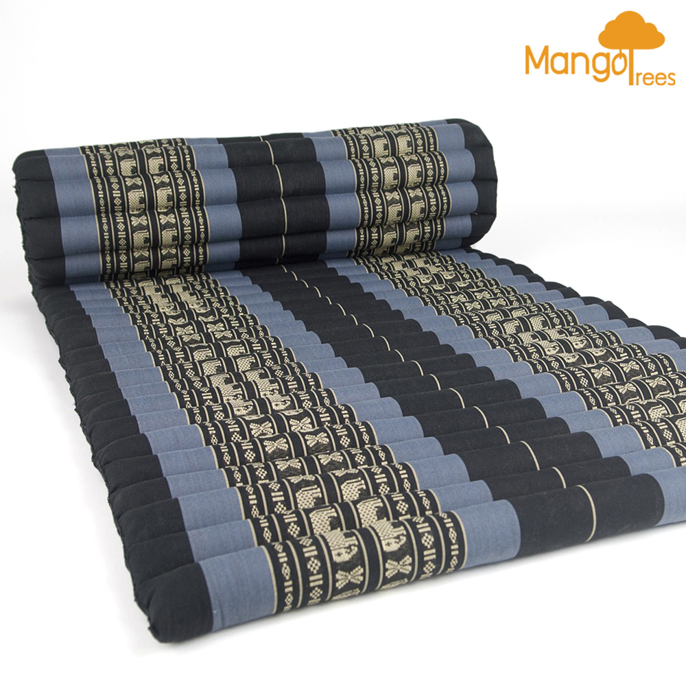 V574-TTPMATTBLUEELE-131479-00 Thai Kapok Roll Up Mattress Foldout Mat BlueEle - Image 1
