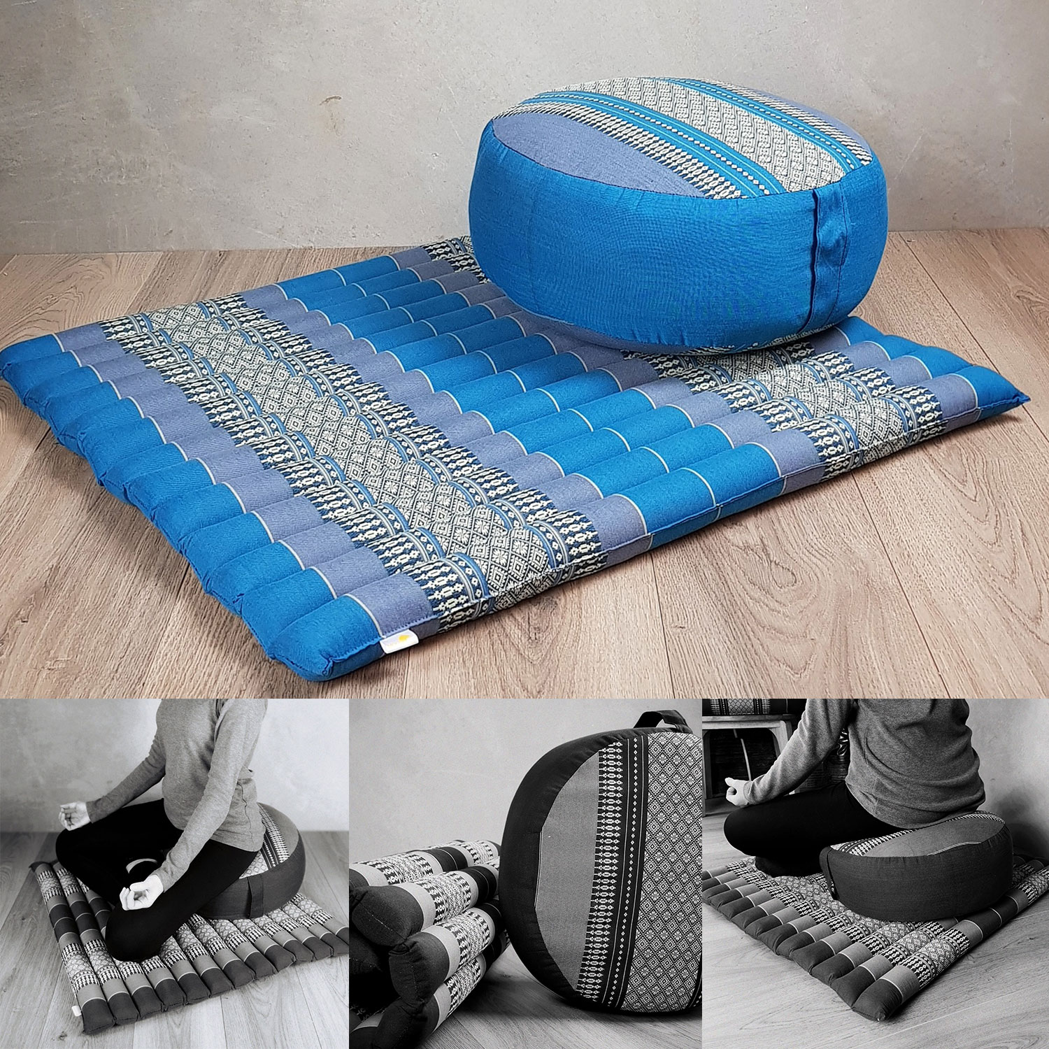 V574-TTPZAFUSETBLUE-131524-00 Zafu & Zabuton Meditation Set Blue - Image 1