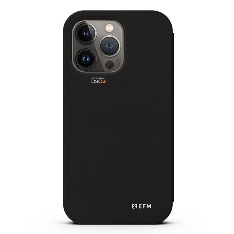 V578-EFCMIAE193SMB-226663-00 EFM Miami Leather Wallet Case Armour with D3O For iPhone 13 Pro Max (6.7") - Smoke Black - Image 1