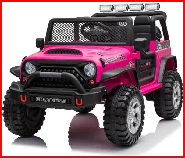 V580-JEEPOZ617-226685-00 Jeep Off Road Inspired Ride On Car Kids Fairyland Adventure – Pink - Image 1