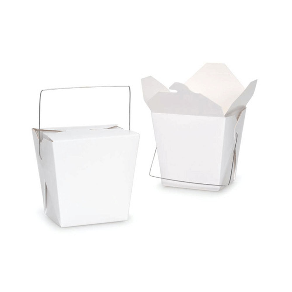 V610-8OZ-50-218956-00 Bulk Packs 50 x 235ML/8oz White Noodle Box Pail With Metal Wire Handle - Image 1