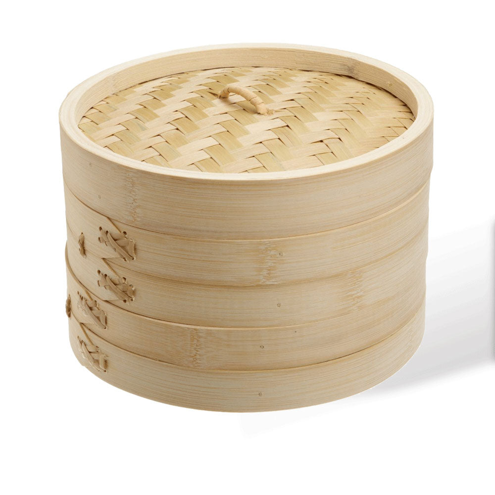 V610-BAMSTEA-11-219052-00 11 Inch Brand New Bamboo Steamer Set - 2 Steamer Baskets With 1 Lid - Image 1