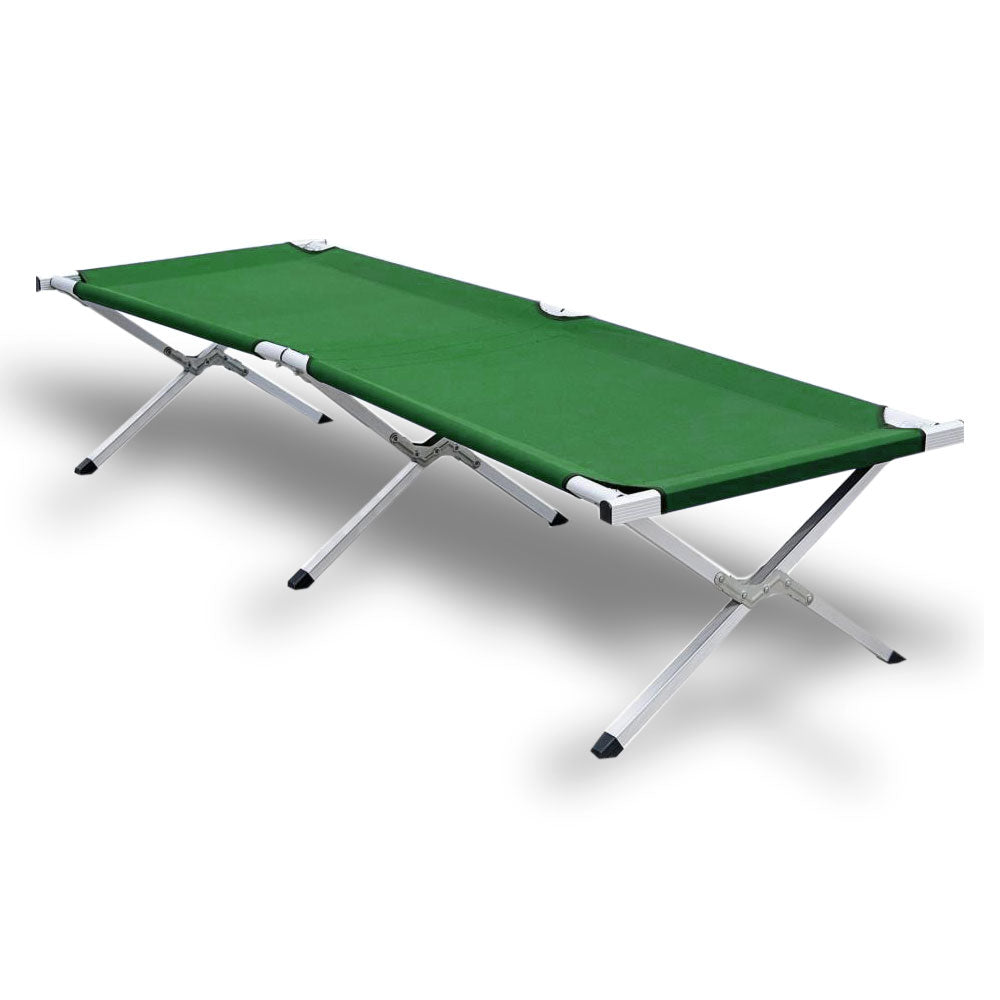 V610-CAMSTRECOL-GR-218954-00 Camping Bed Folding Stretcher Light Weight w/ Carry Bag Camp Portable - green - Image 1