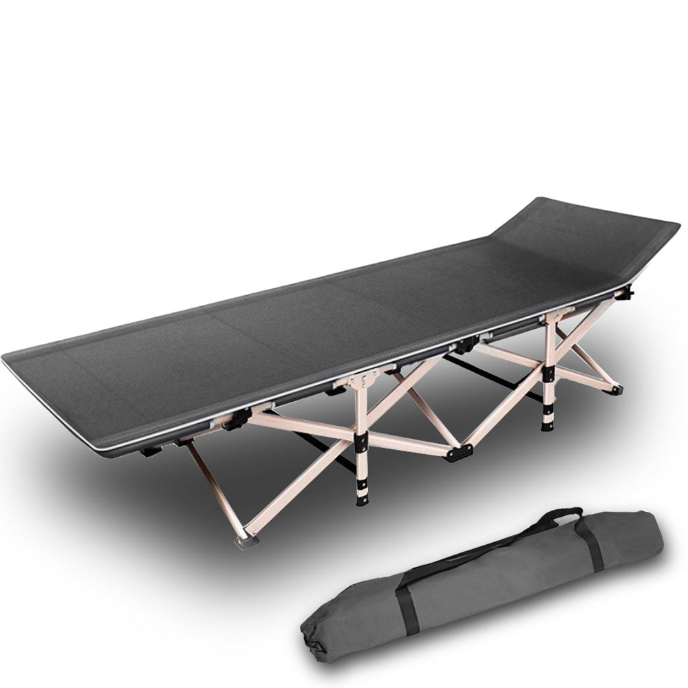V610-LUXBED-SQ-GREONL-218950-00 Camping Portable Stretcher Single Foldable Folding Bed Recliner Mat - grey - Image 1