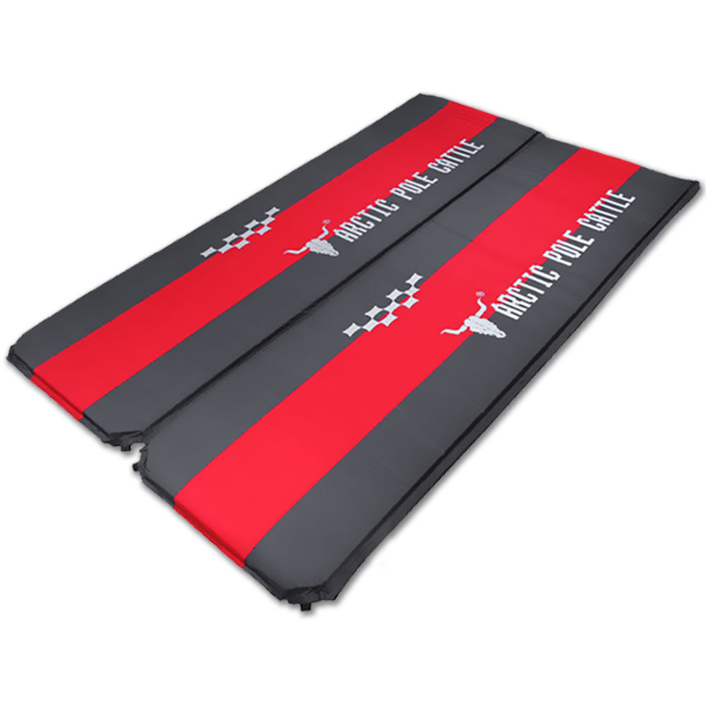 V610-PKN1013-5CMRED-DOUBLE-219028-00 2 x 5cm Thick Self Inflating Mattress Sleeping Mat Air Bed Camping Camp Hiking Joinable Red - Image 1