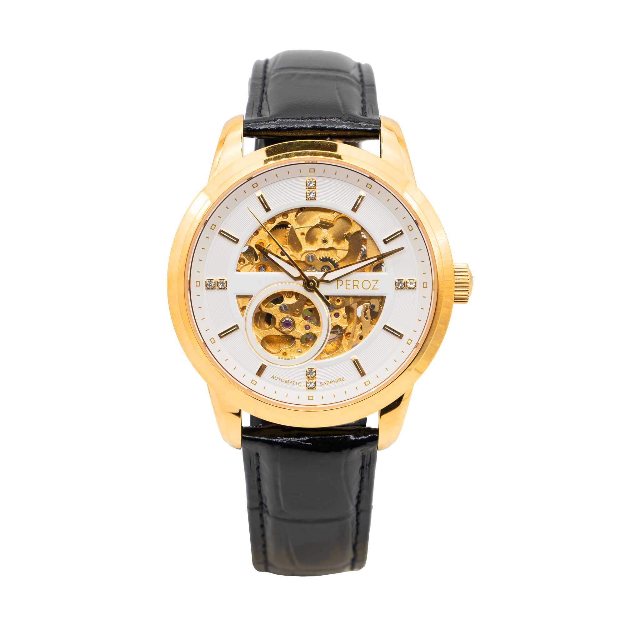 V629-PZ-AW01-GBL-150490-00 Peroz Automatic Men's Watch - Black Leather - Image 1