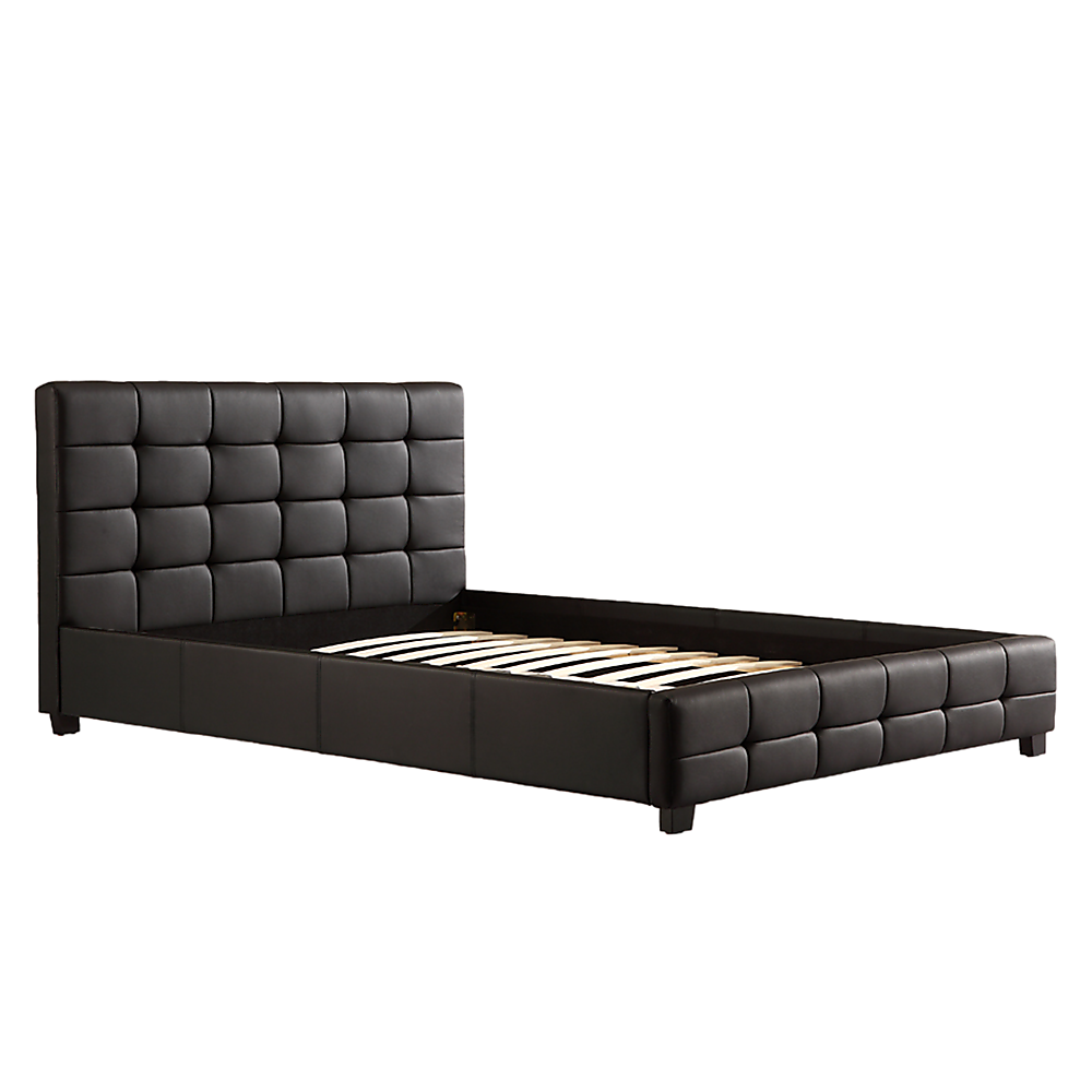 V63-761305-8731-00 Double PU Leather Deluxe Bed Frame Black - Image 1