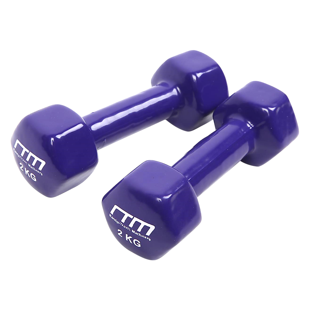 V63-782495-8981-00 2kg Dumbbells Pair PVC Hand Weights Rubber Coated - Image 1