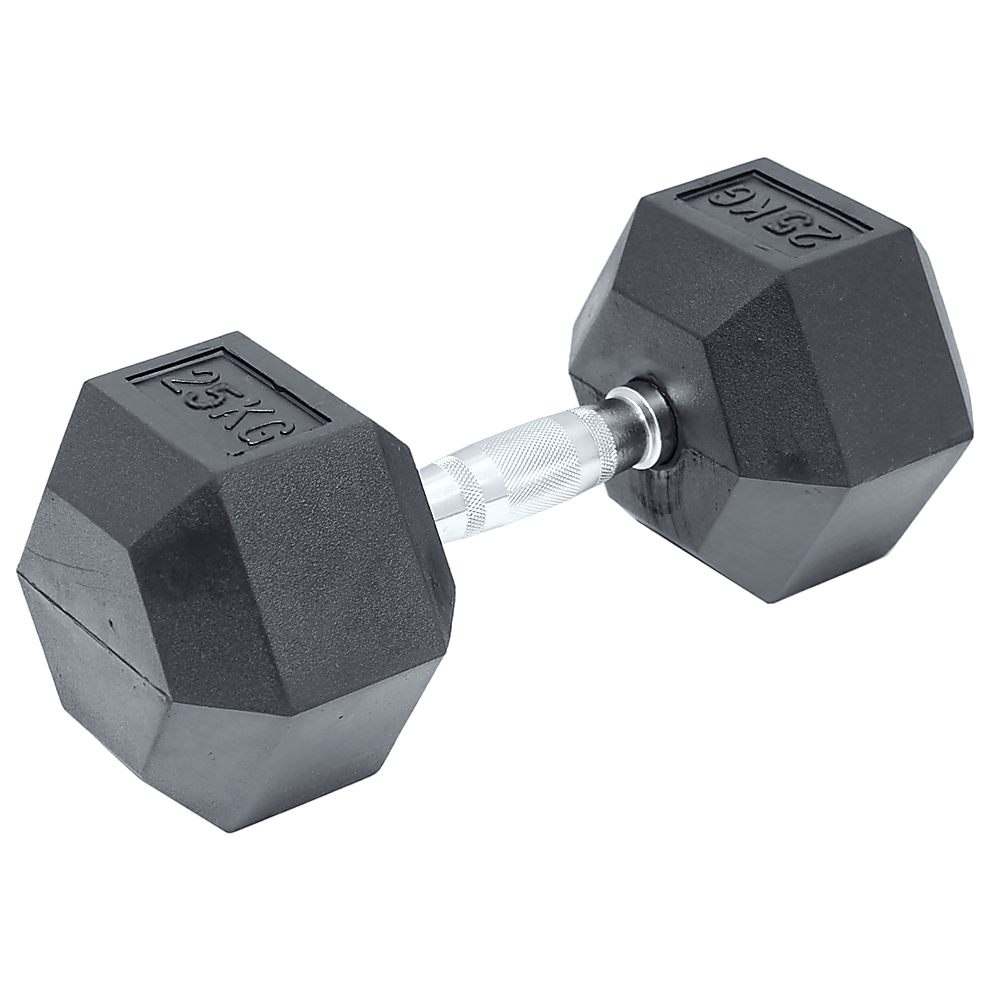 V63-794105-9102-00 25KG Commercial Rubber Hex Dumbbell Gym Weight - Image 1