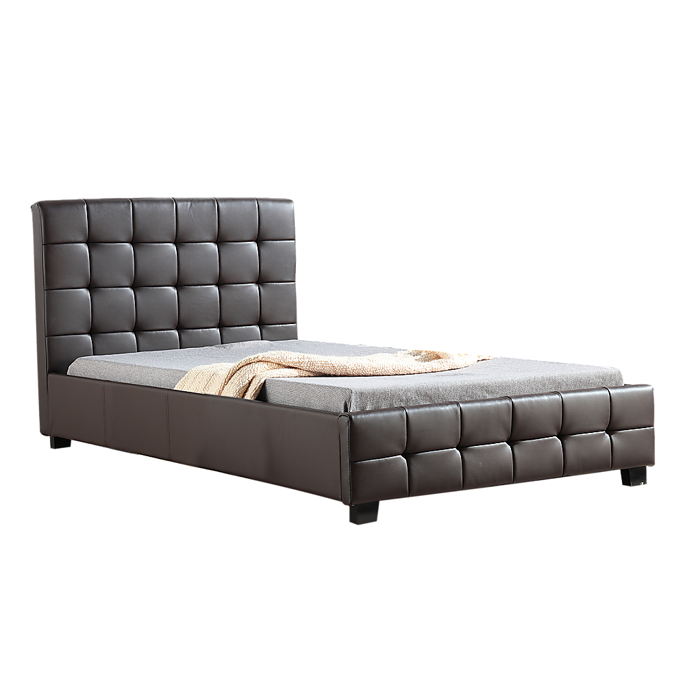 V63-819283-9446-00 King Single PU Leather Deluxe Bed Frame Brown - Image 1