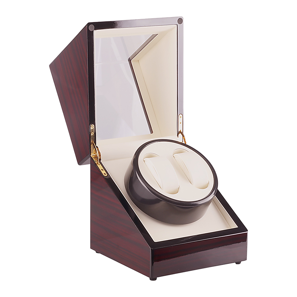 V63-823691-25916-00 Automatic Dual Watch Winder Wood Display Box Case Motor Rotation Storage - Image 1