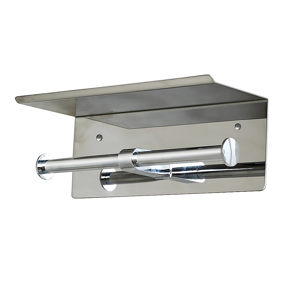 V63-825811-202508071821-00 Stainless Steel Double Toilet Paper Holder Towel Roll Tissue Rack Storage Shelf - Image 1