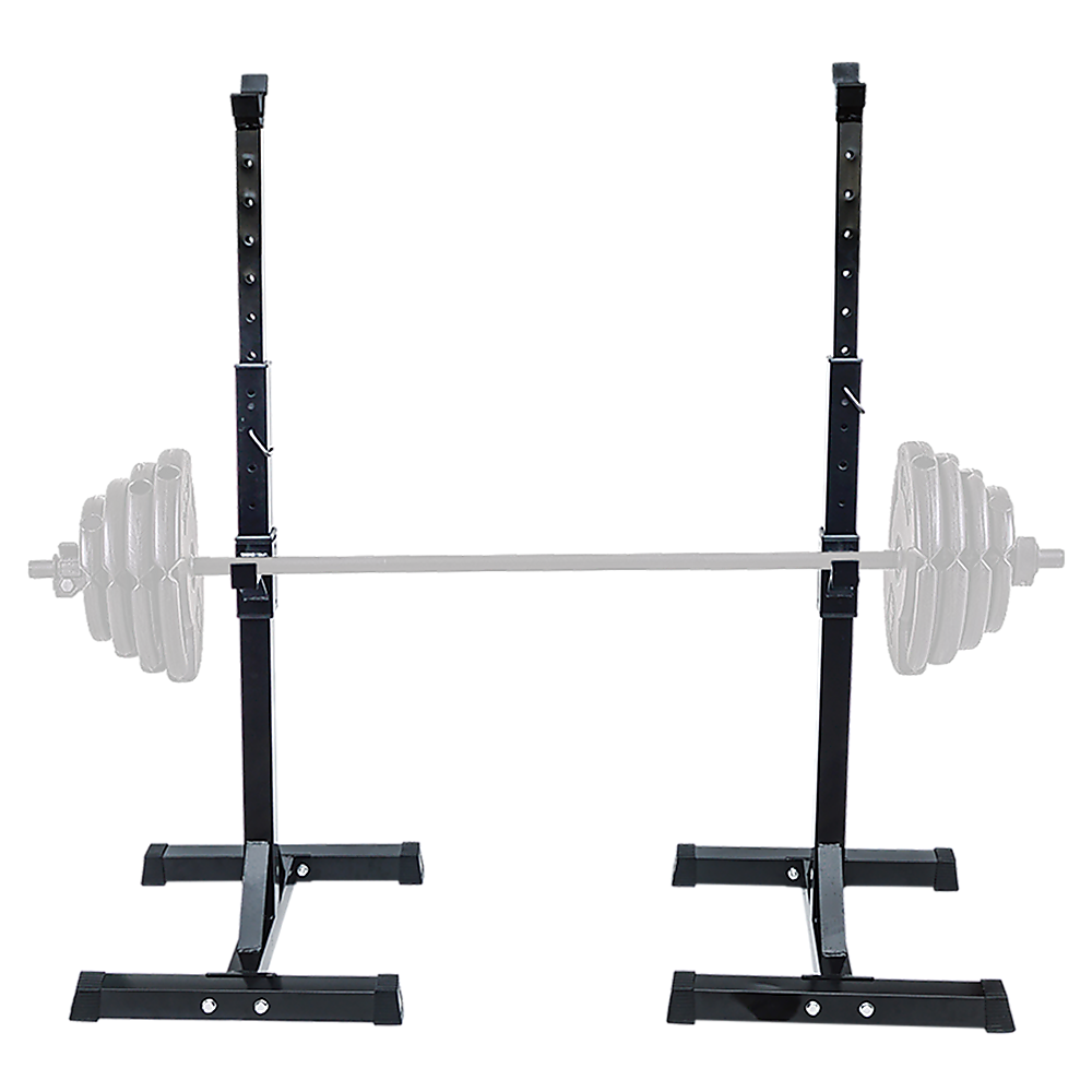 V63-825881-19076-00 Pair of Adjustable Squat Rack Sturdy Steel Barbell Bench Press Stands GYM/HOME - Image 1