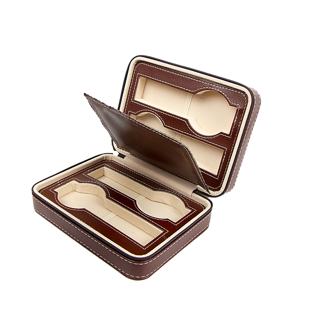 V63-826131-19185-00 4 Watch Box Display Travel Case PU Leather - Image 1