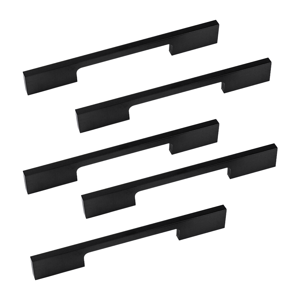 V63-827301-25960-00 5 x 128mm Kitchen Handle Cabinet Cupboard Door Drawer Handles square Black furniture pulls - Image 1