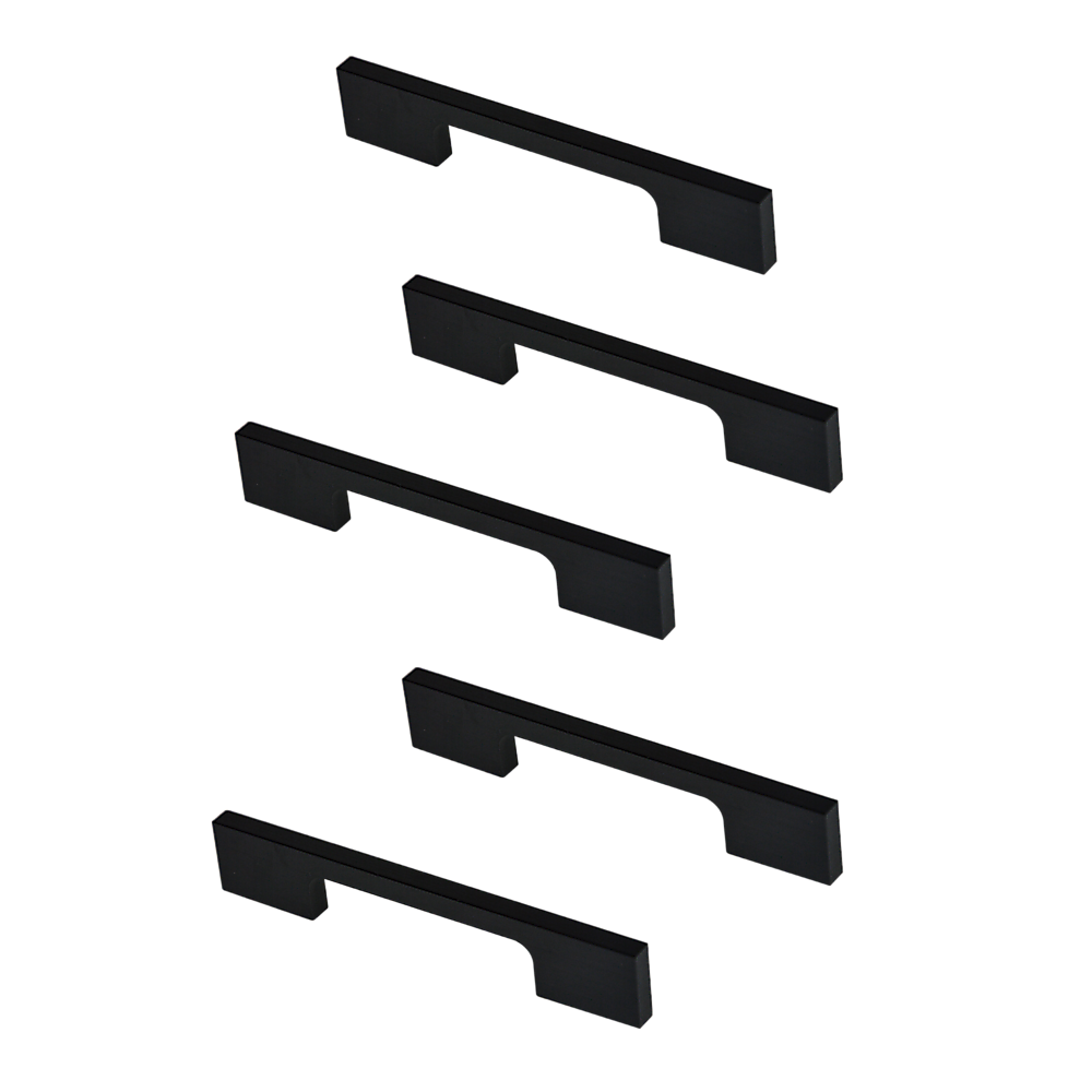 V63-827321-26055-00 5 x 96mm Kitchen Handle Cabinet Cupboard Door Drawer Handles square Black furniture pulls - Image 1