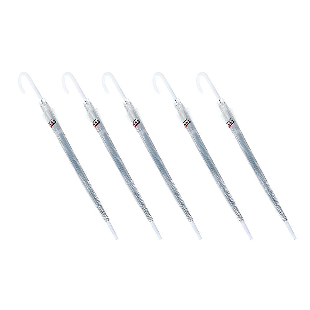 V63-831651-26573-00 5x Clear Transparent Rain Walking Umbrella Parasol PVC Dome Wedding Party Favour - Image 1