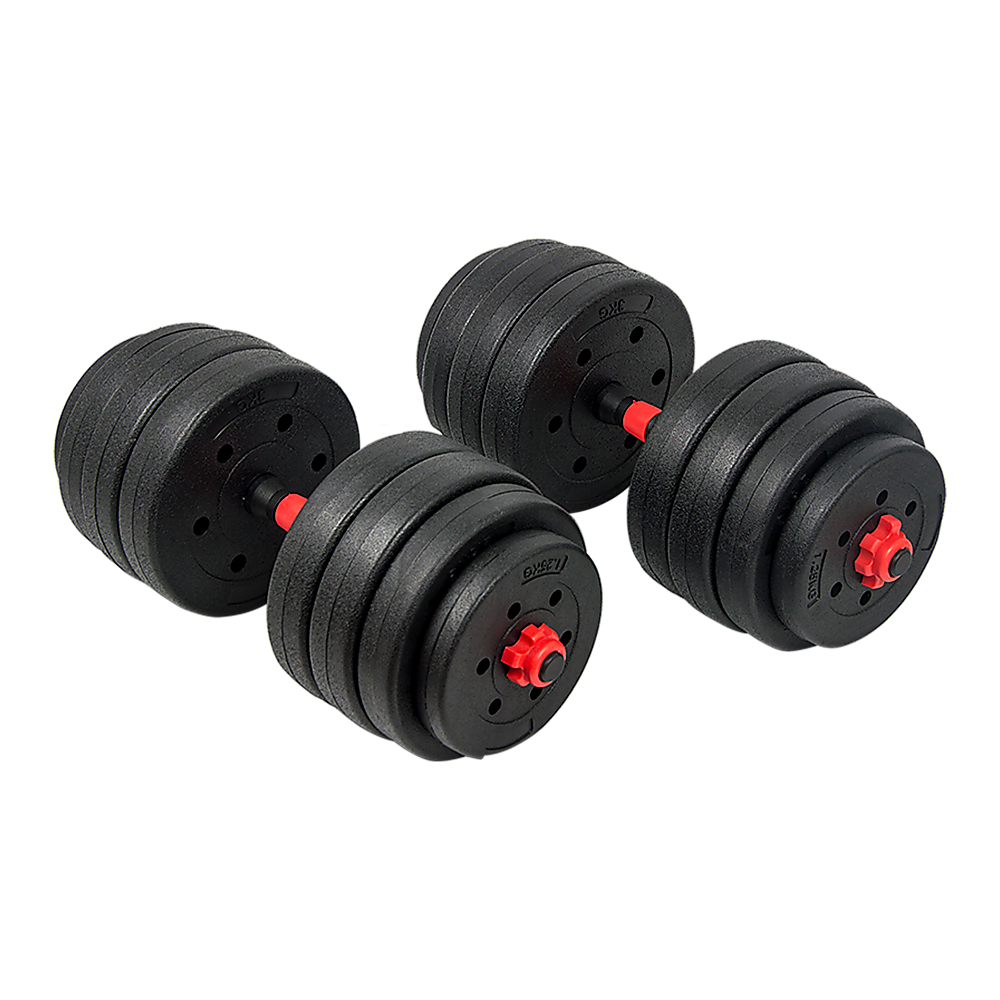 V63-834281-26767-00 40kg Adjustable Rubber Dumbbell Set Barbell Home GYM Exercise Weights - Image 1