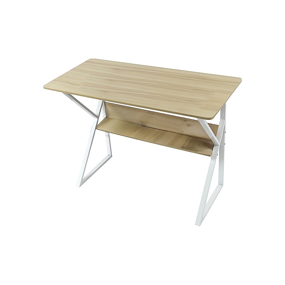 V63-834371-202508081041-00 Wood & Metal Computer Desk with Shelf Home Office Furniture - Image 1