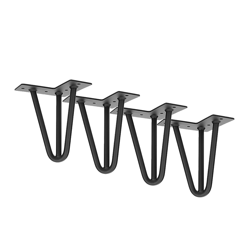 V63-834921_62946e9c95c67.1000x1000 Set of 4 Industrial 3-Rod Retro Hairpin Table Legs 12mm Steel Bench Desk - 11cm Black - Image 1