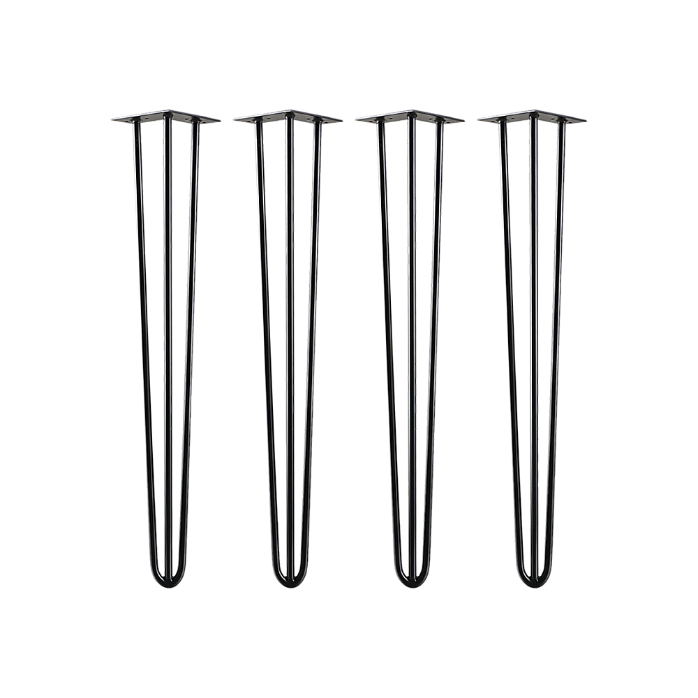 V63-834941-62946e7352985.1000x1000-00 Set of 4 Industrial 3-Rod Retro Hairpin Table Legs 12mm Steel Bench Desk - 71cm Black - Image 1