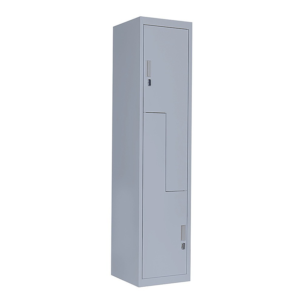 V63-835121-202507171851-00 Grey Two-Door L-shaped Office Gym Shed Storage Lockers - Image 1