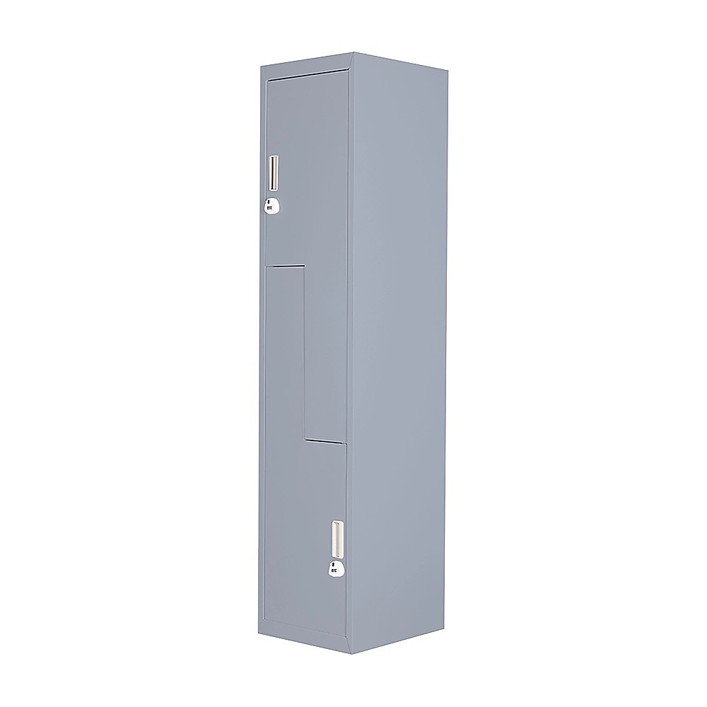 V63-835131-202507171851-00 Grey Two-Door L-shaped Office Gym Shed Storage Lockers - Image 1