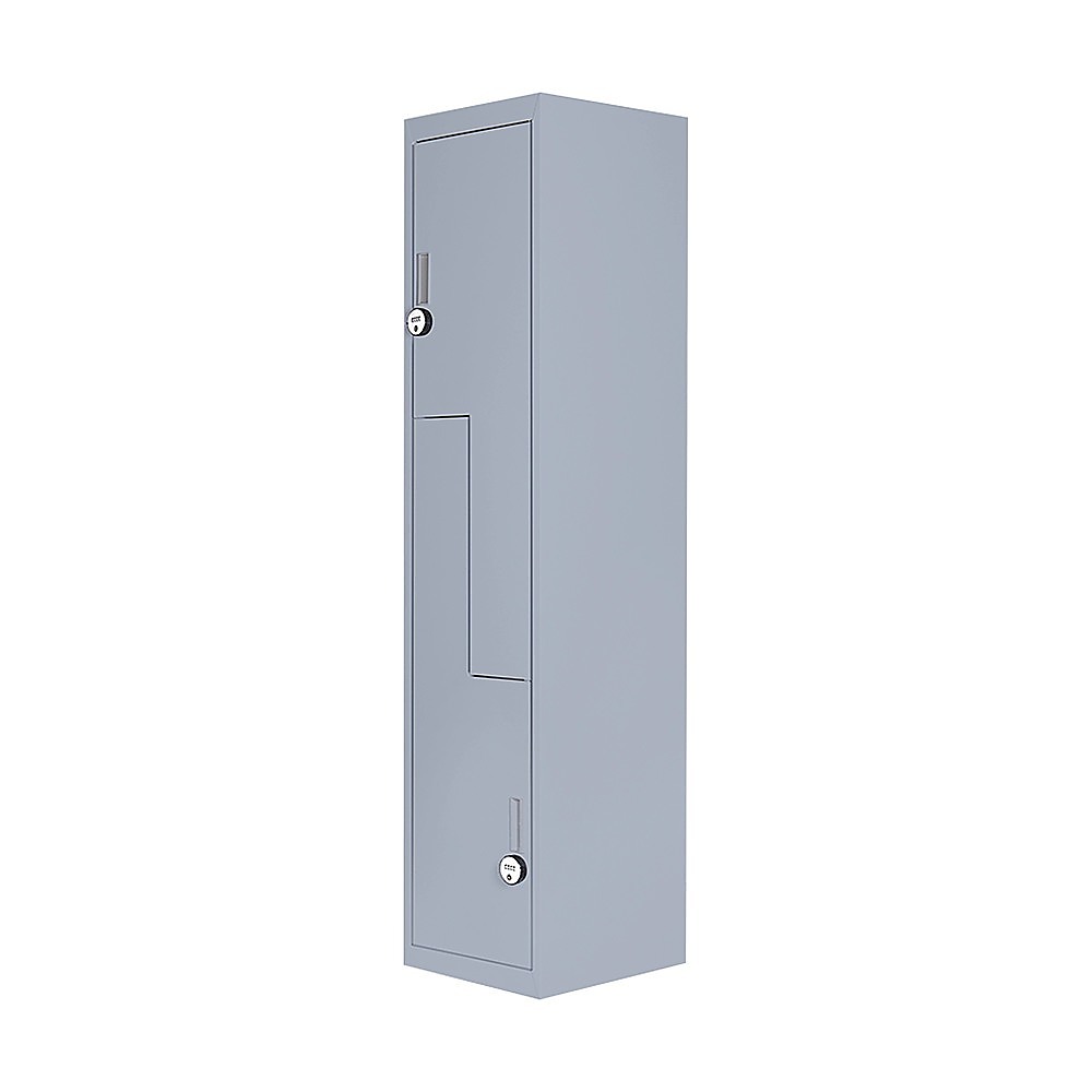 V63-835141-202507171853-00 Grey Two-Door L-shaped Office Gym Shed Storage Lockers - Image 1