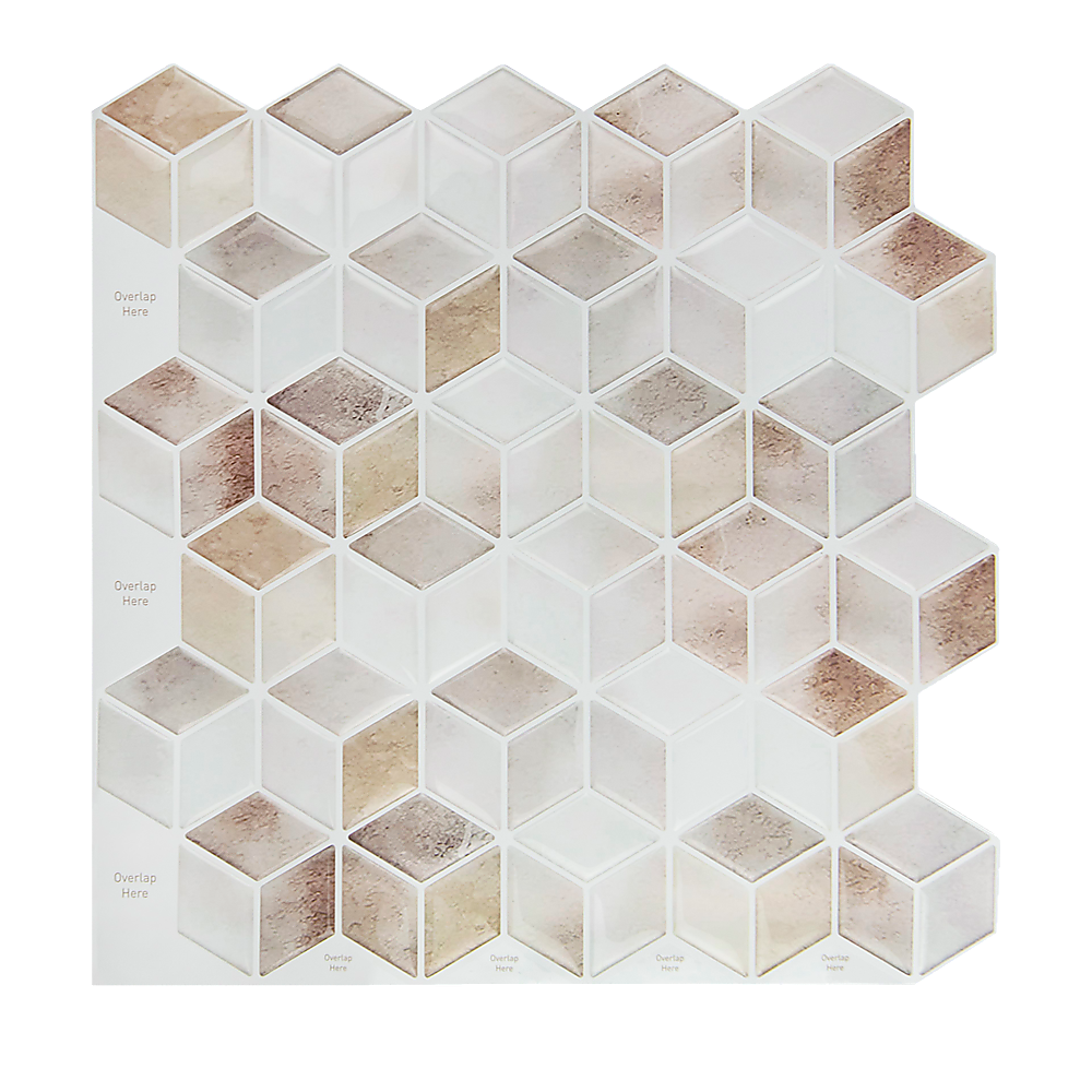 V63-837121-41781-00 Tiles 3D Peel and Stick Wall Tile Shell Mosaic 10 Sheets - Image 1