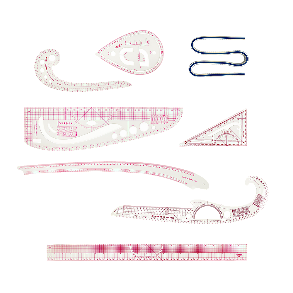 V63-838661-49457-00 9pc French Curve Ruler Set DIY Sewing Pattern Measuring Tool for Dressmaker - Image 1