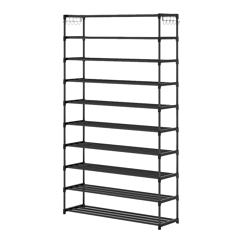 V63-840551-73612-00 10 Tier Black Shoe Rack Metal Shoe Storage Organizer Rack 50-Pair Large Capacity - Image 1