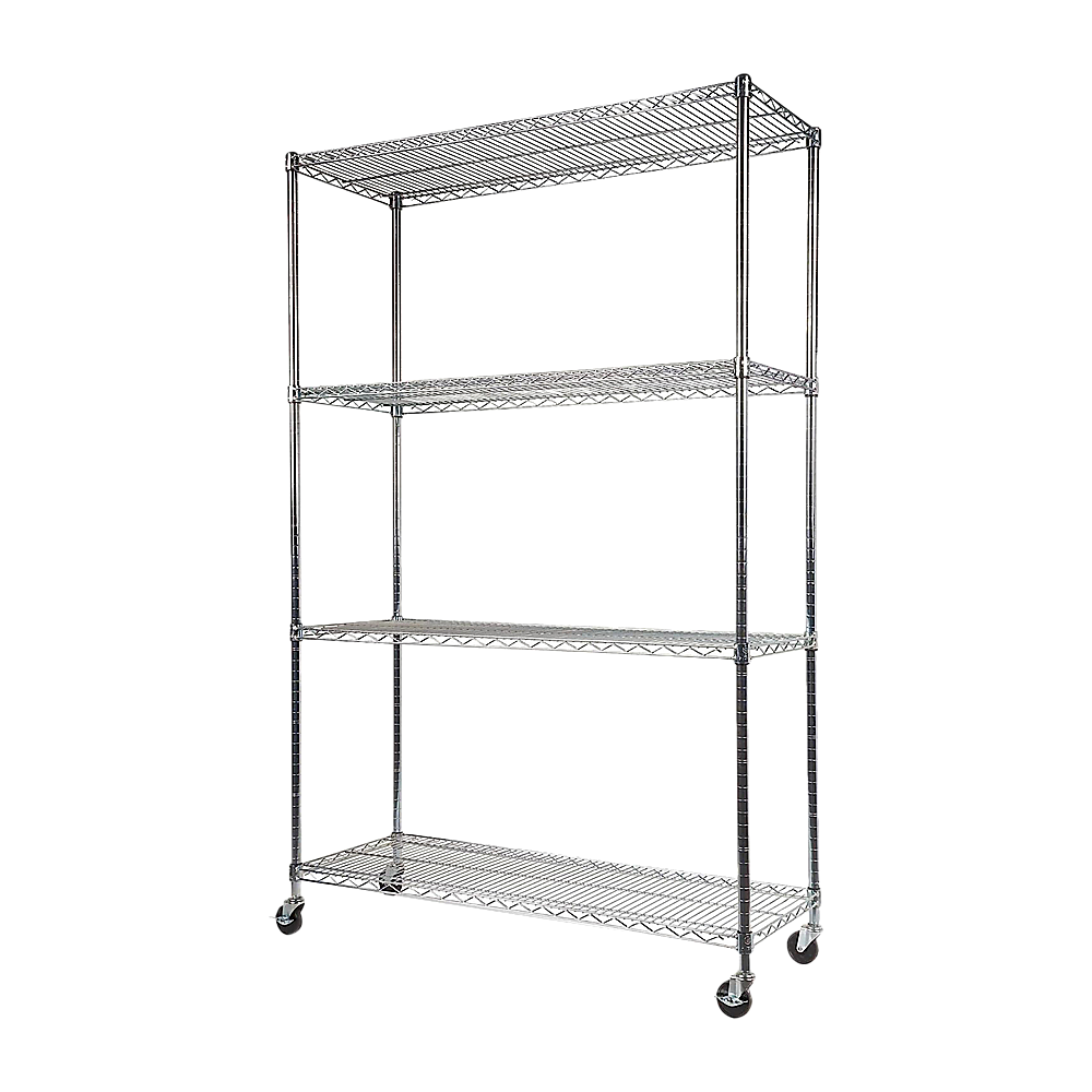 V63-841191-79956-00 Modular Wire Storage Shelf 1500 x 450 x 1920mm Steel Shelving with Wheels - Image 1