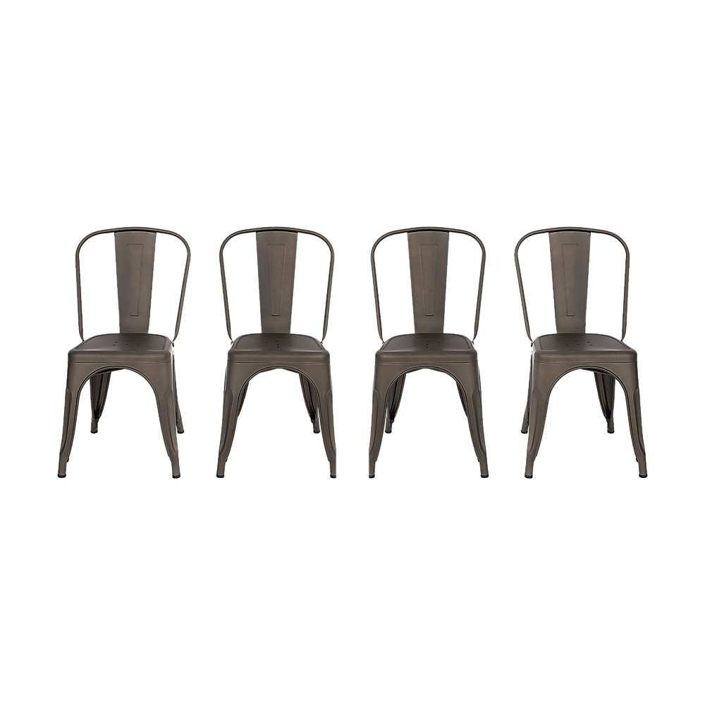 V63-841671-222391-00 4x Kitchen Dining Chairs Stackable Vintage Metal Chair Backrest Side Chair - Image 1