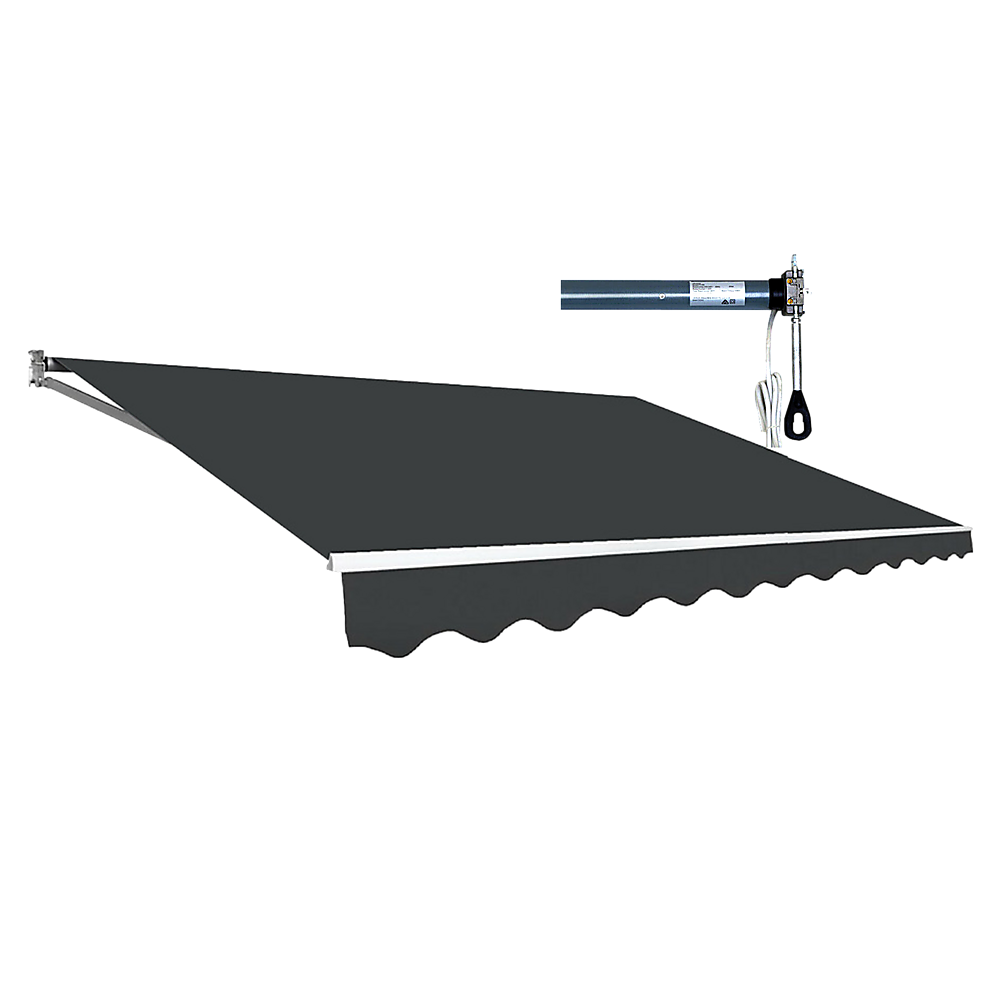 V63-842851-91857-00 Motorised Outdoor Folding Arm Awning Retractable Sunshade Canopy Grey 4.0m x 2.5m - Image 1