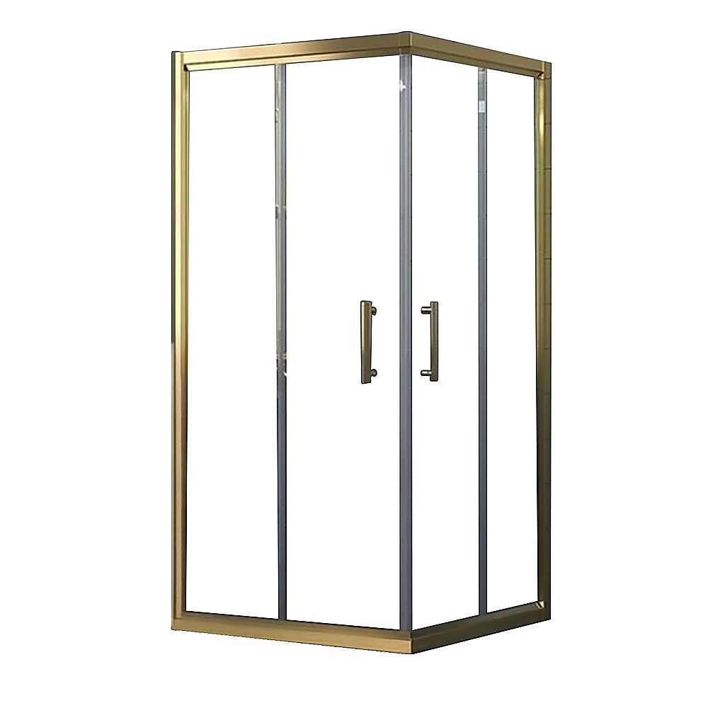V63-845181-202506031236-00 Adjustable 1100x900mm Double Sliding Door Glass Shower Screen in Gold - Image 1