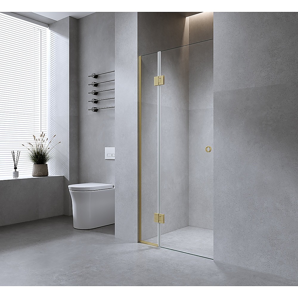 V63-939141-222823-00 100cm Wall to Wall Frameless Shower Screen with White Channel and SS Hinges - Image 1