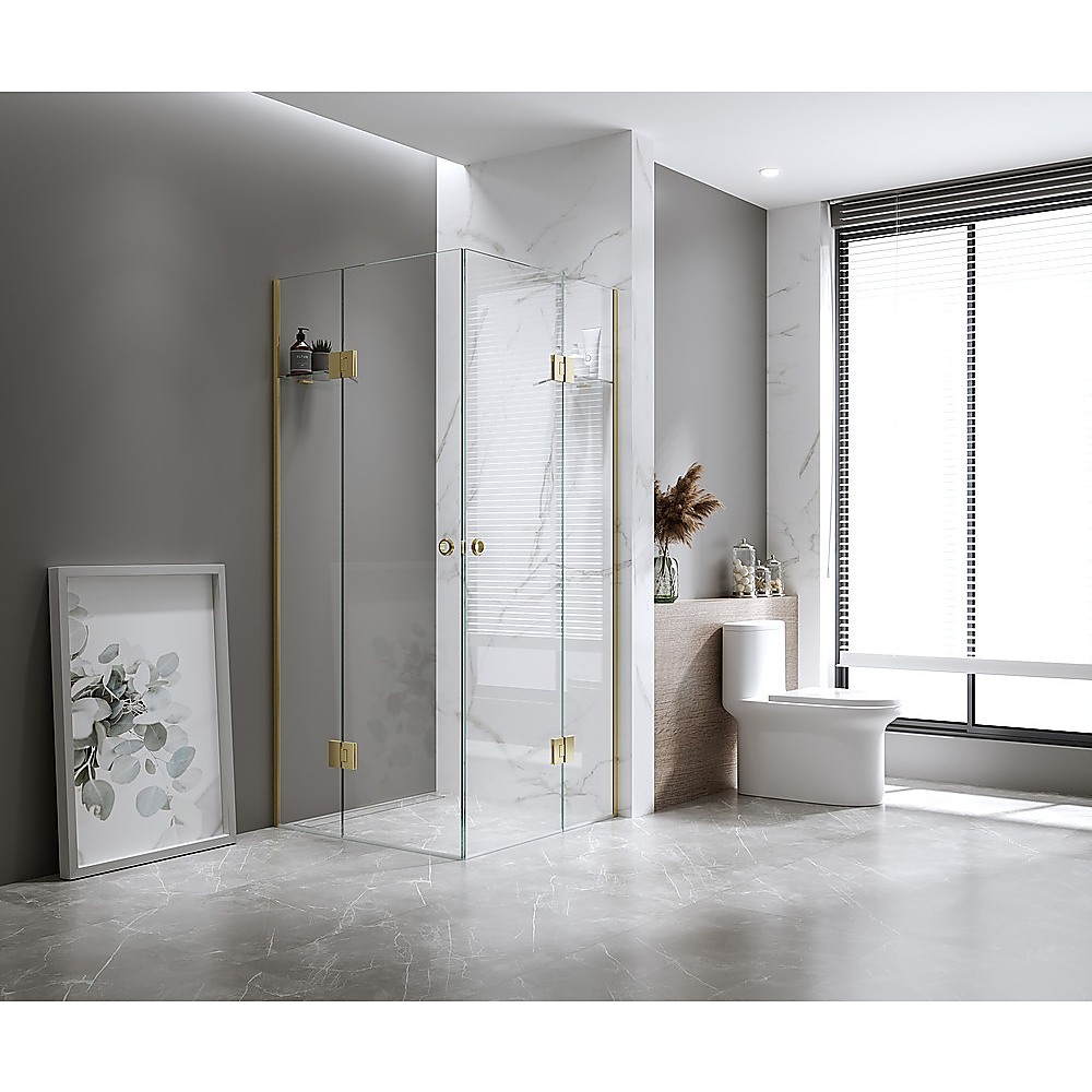 V63-949111-202507042236-00 100x100cm Double Door Corner Shower with White Channels and SS Hinges - Image 1